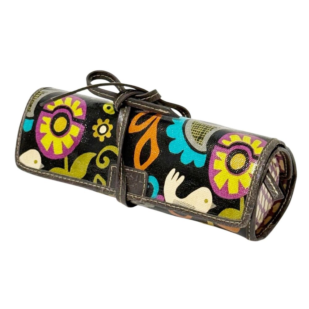 Fossil Key Per Travel Cosmetic Roll Up Bag Wallet Bird Y2K Jewelry Organizer